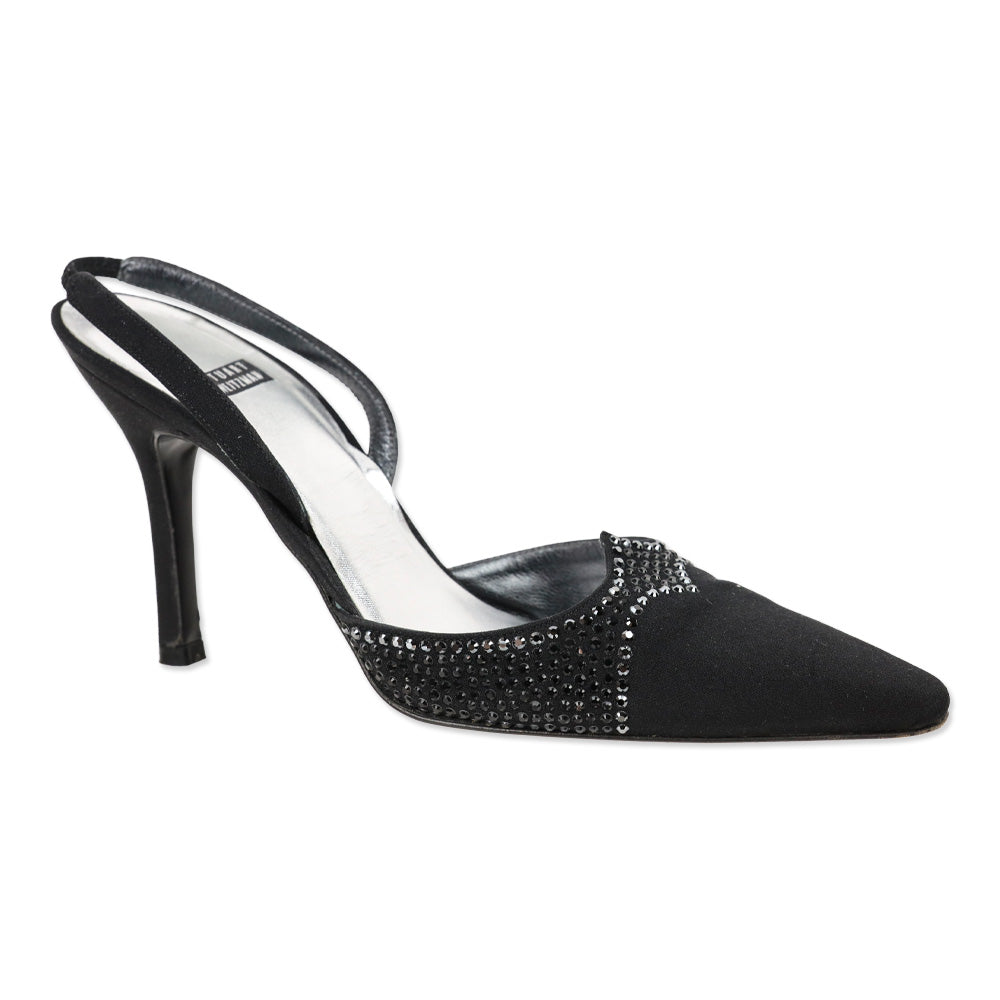 Stuart Weitzman Stardust Black Peau Slingback Pump