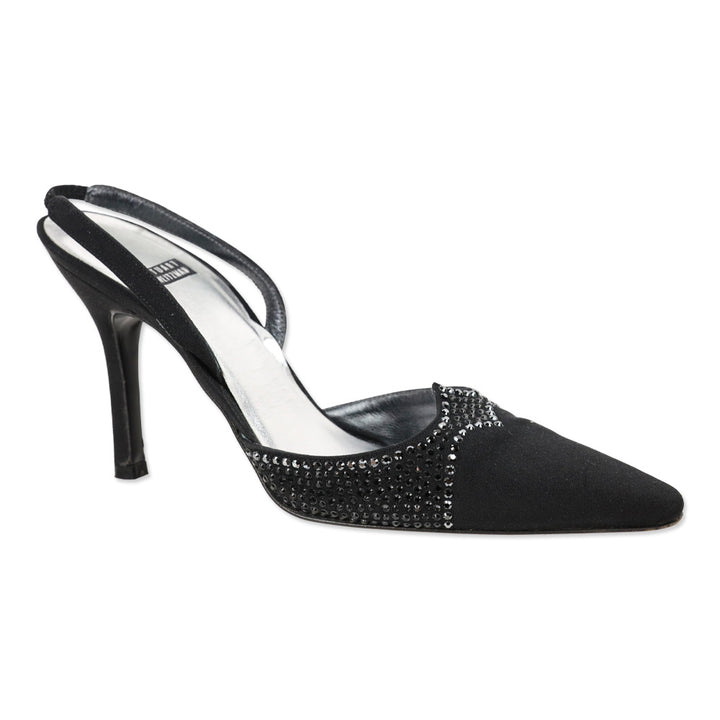 Stuart Weitzman Stardust Black Peau Slingback Pump