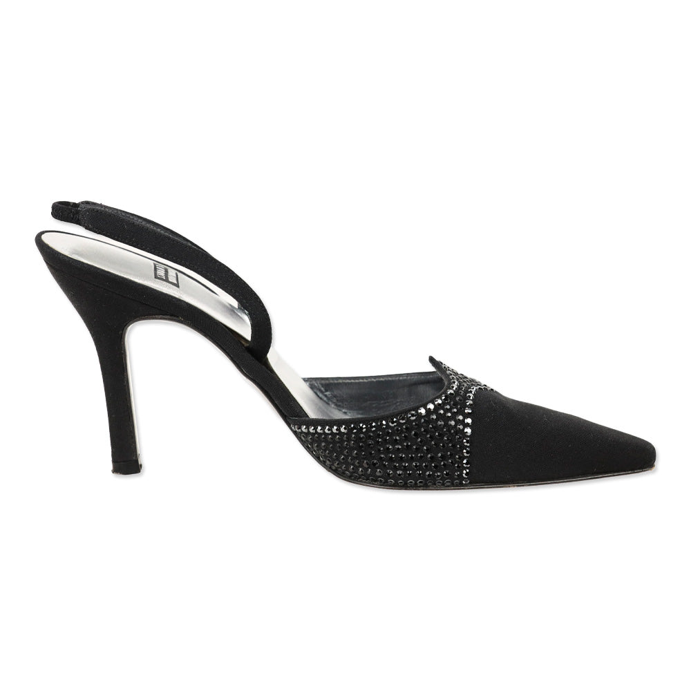 Stuart Weitzman Stardust Black Peau Slingback Pump