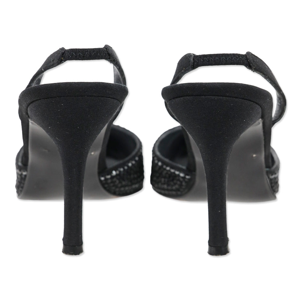 Stuart Weitzman Stardust Black Peau Slingback Pump