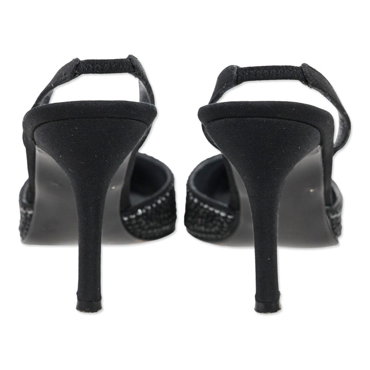 Stuart Weitzman Stardust Black Peau Slingback Pump