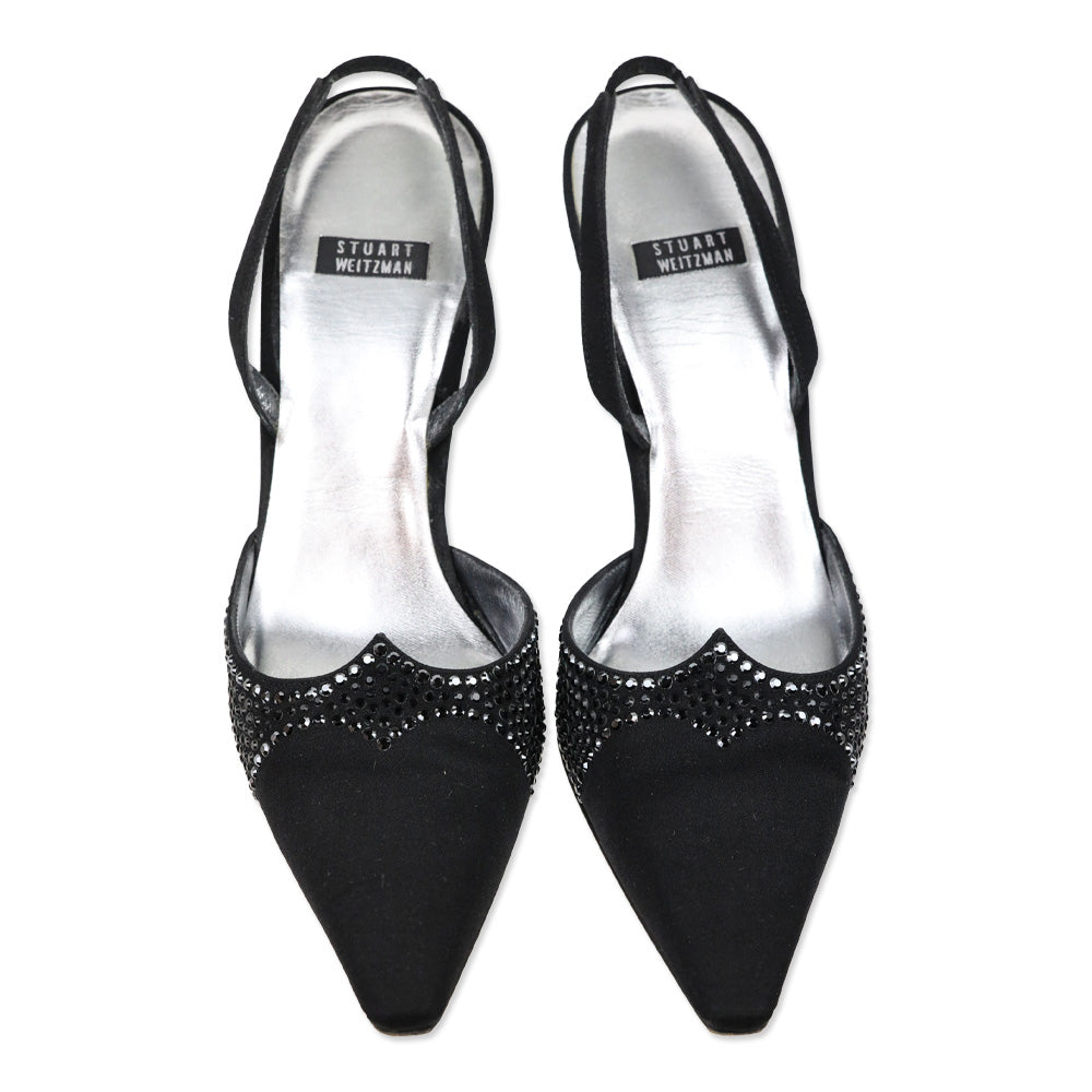 Stuart Weitzman Stardust Black Peau Slingback Pump