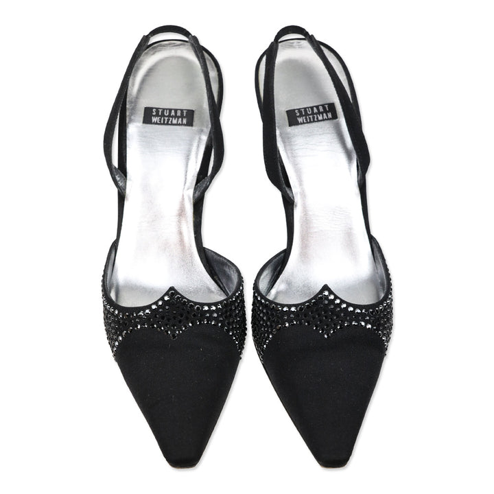 Stuart Weitzman Stardust Black Peau Slingback Pump