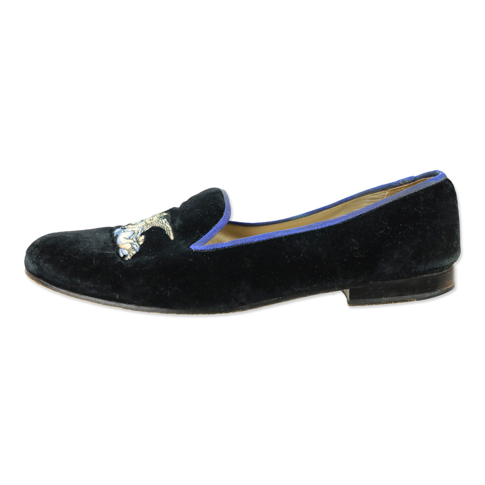 Stubbs & Wootton Angel Cherub Black Velvet Flats