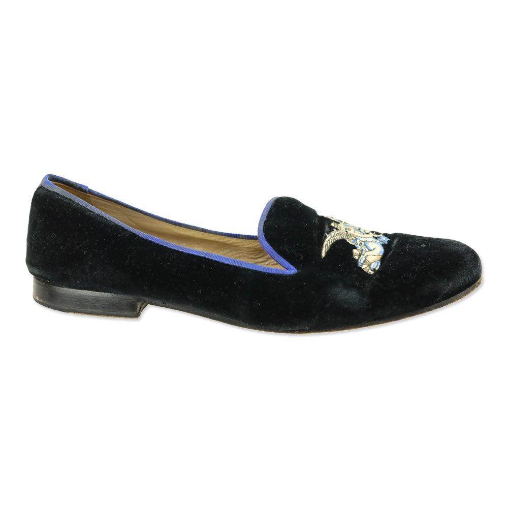Stubbs & Wootton Angel Cherub Black Velvet Flats