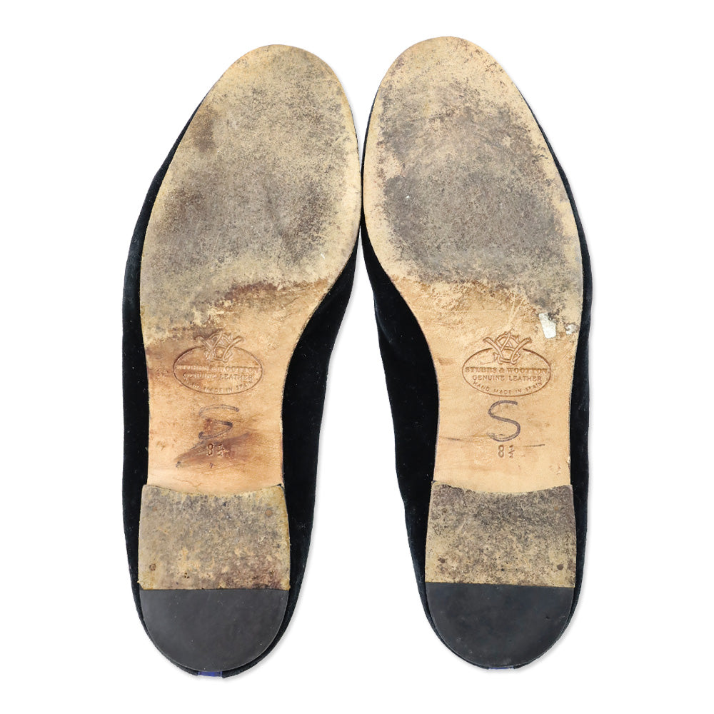 Stubbs & Wootton Angel Cherub Black Velvet Flats