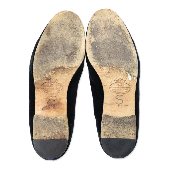 Stubbs & Wootton Angel Cherub Black Velvet Flats