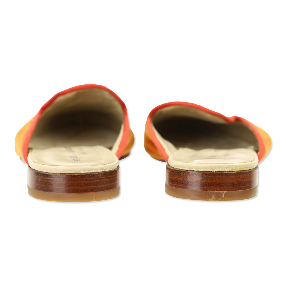 Stubbs & Wootton Floral Orange Velvet Mule Flat