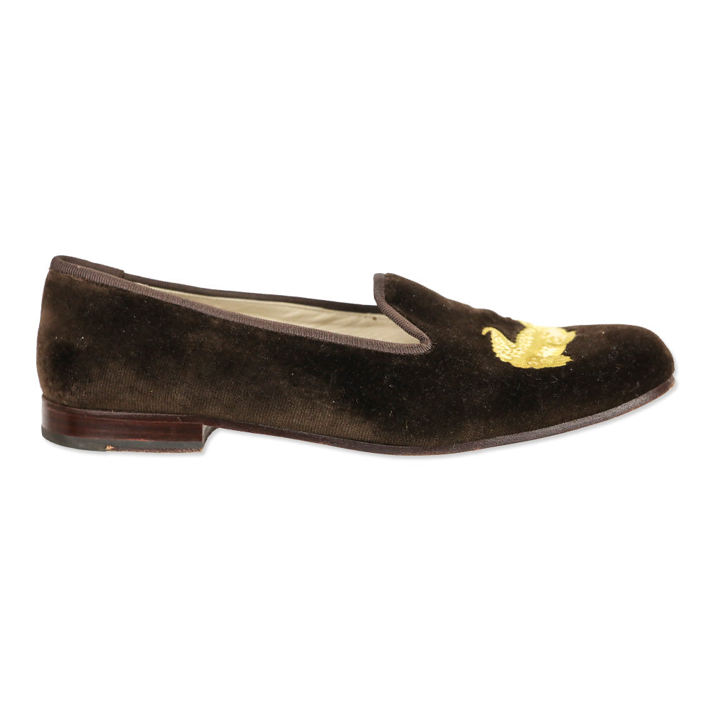 Stubbs & Wootton Gator Brown Velvet Loafer | DBLTKE Luxury  display picture 2
