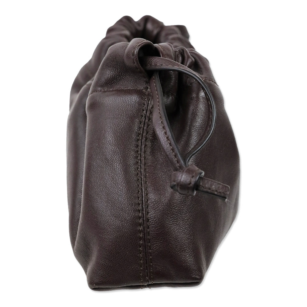 Studio Amelia Chocolate Calf Leather Mini Drawstring Bag