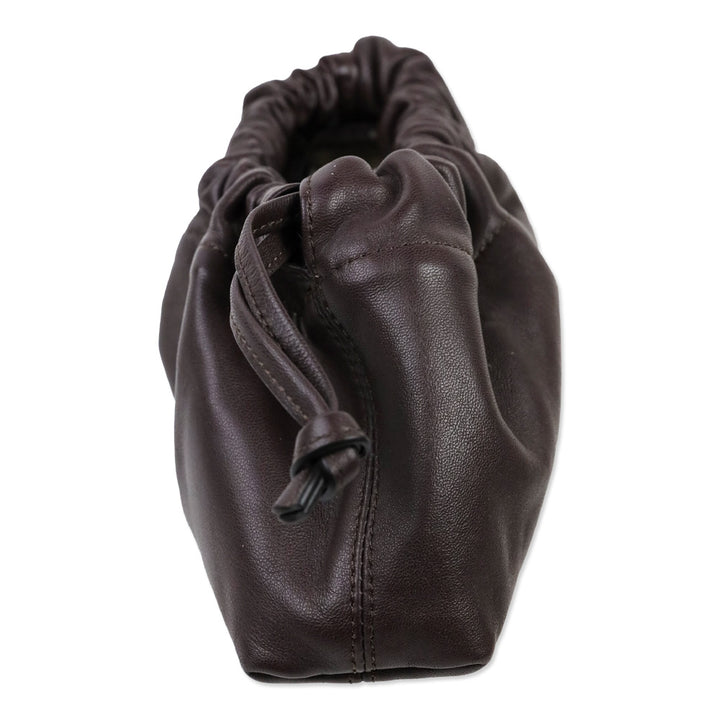 Studio Amelia Chocolate Calf Leather Mini Drawstring Bag