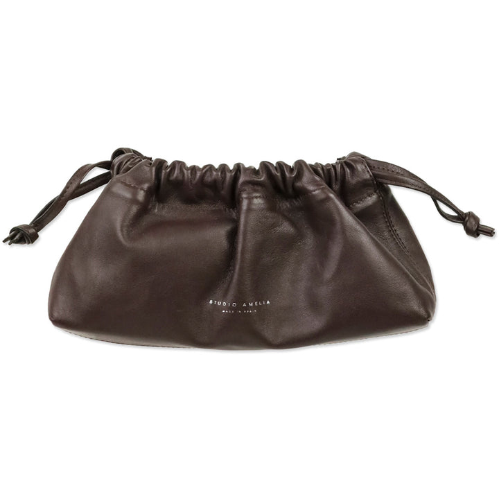 Studio Amelia Chocolate Calf Leather Mini Drawstring Bag