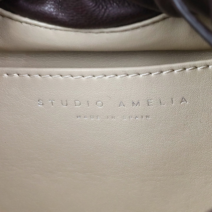 Studio Amelia Chocolate Calf Leather Mini Drawstring Bag