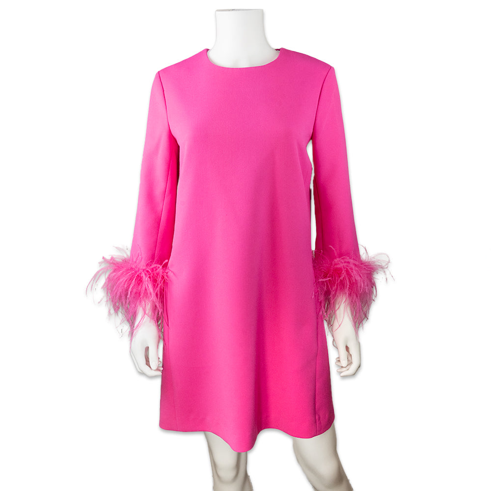 strapless open back dress TUCKERNUCK LONG SLEEVE FEATHER TRIMMED MIDI DRESS