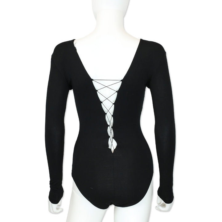 T by Alexander Wang Black Lace-Up Long Sleeve Bodysuit