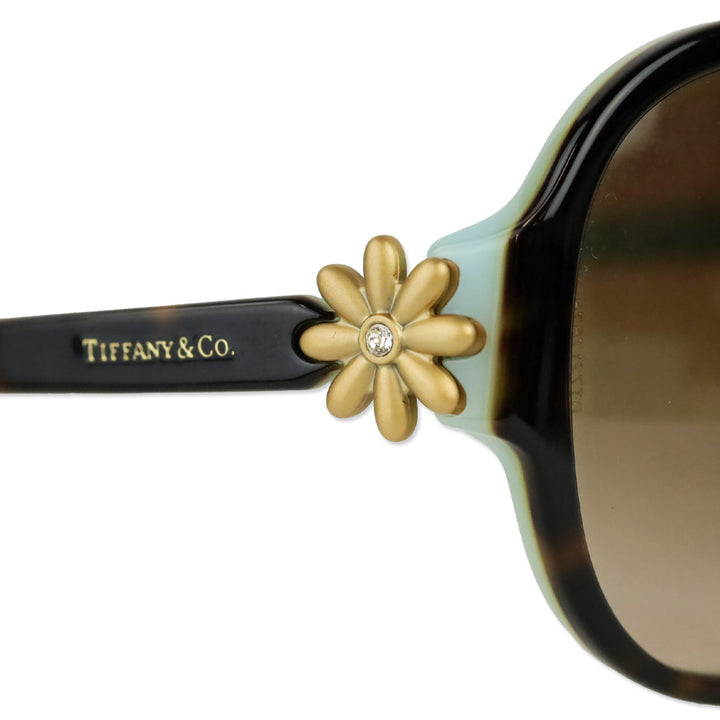 Tiffany & Co Brown Havana/Tiffany Blue Flower Accent Butterfly Sunglasses