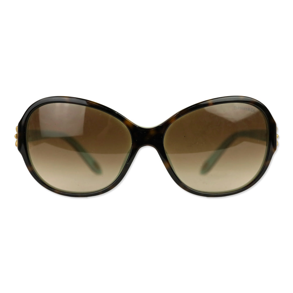 Tiffany & Co Brown Havana/Tiffany Blue Flower Accent Butterfly Sunglasses