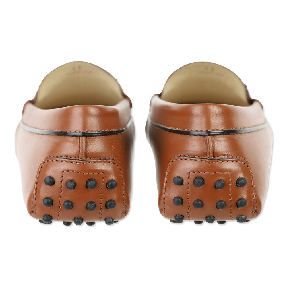 Tod's Cognac Smooth Leather Chain Driving Loafers