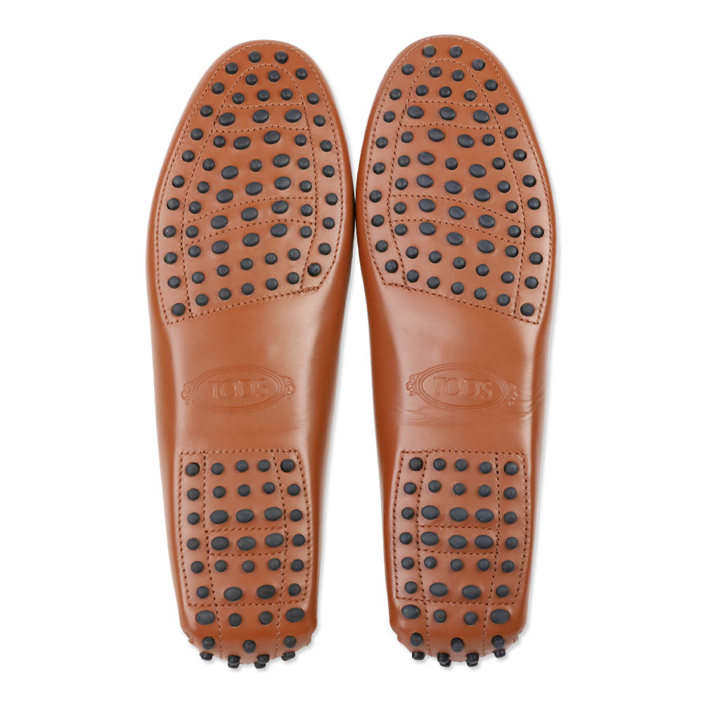 Tod's Cognac Smooth Leather Chain Driving Loafers