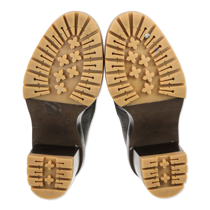 Tory Burch Miller Green Canvas Block Heeled Hiker Boots