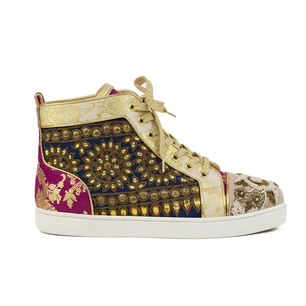 Christian Louboutin x Sabyasachi Limited Edition High Top Sneakers DBLTKE Luxury Consignment Boutique