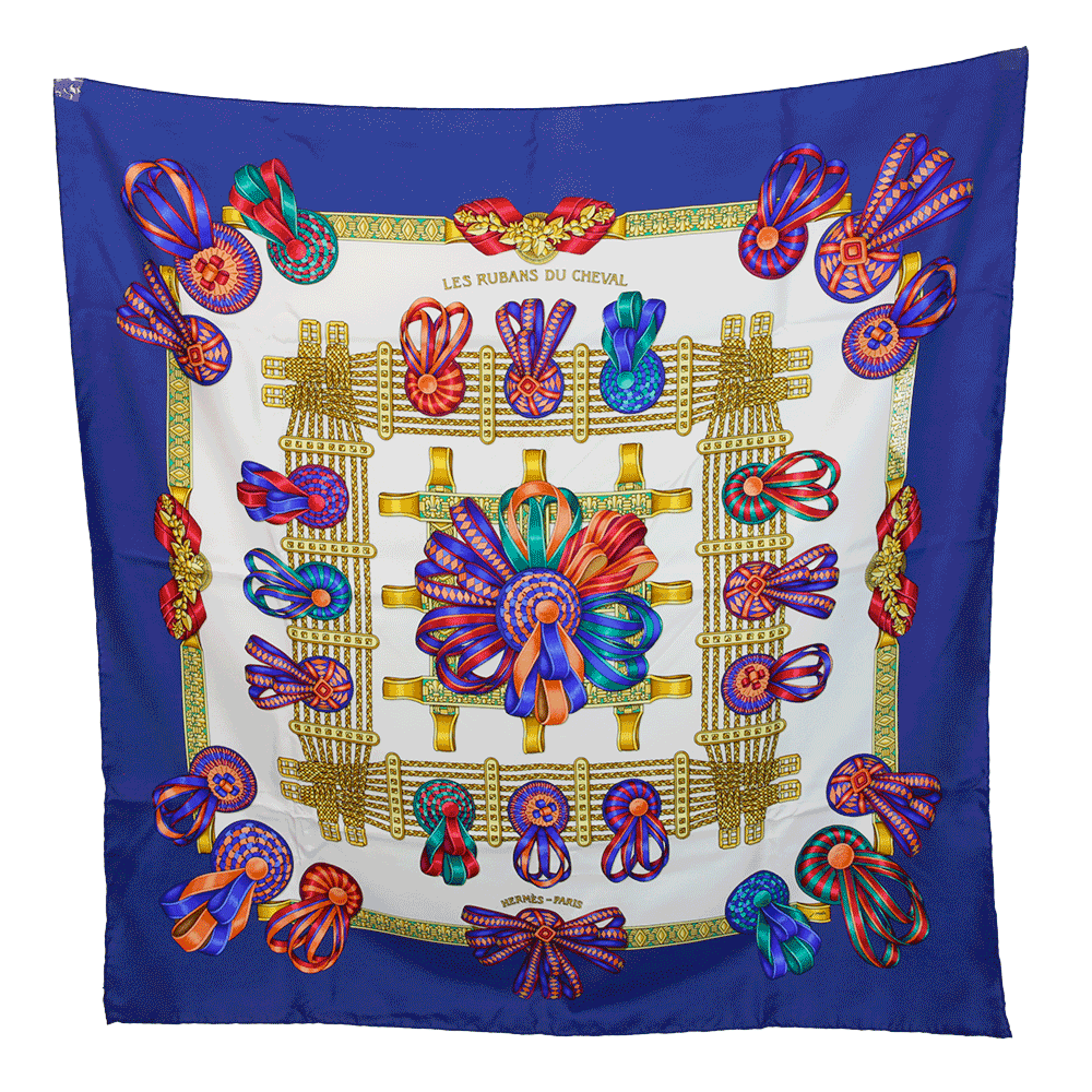 Hermes Scarf Pillow 90cm Les Rubans Du Cheval 