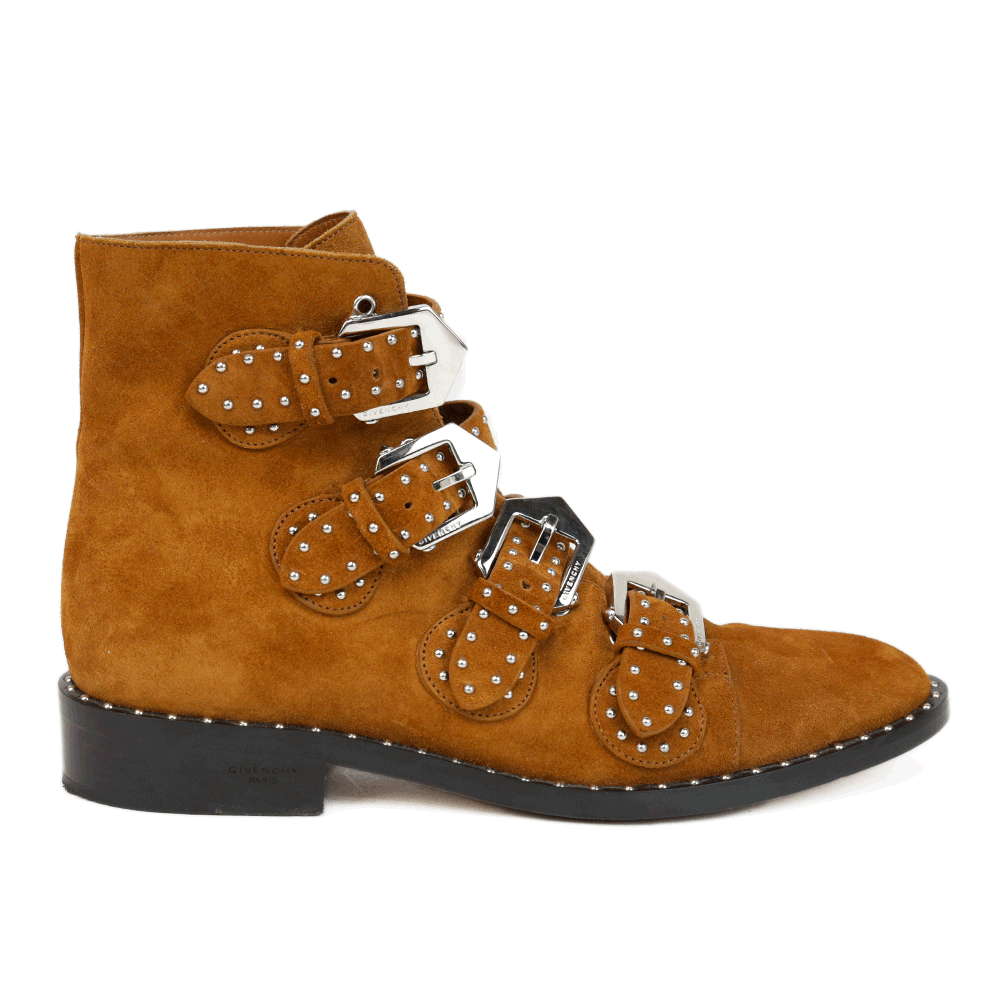 Givenchy Light Brown Studded Ankle Boots DBLTKE Luxury Consignment Boutique