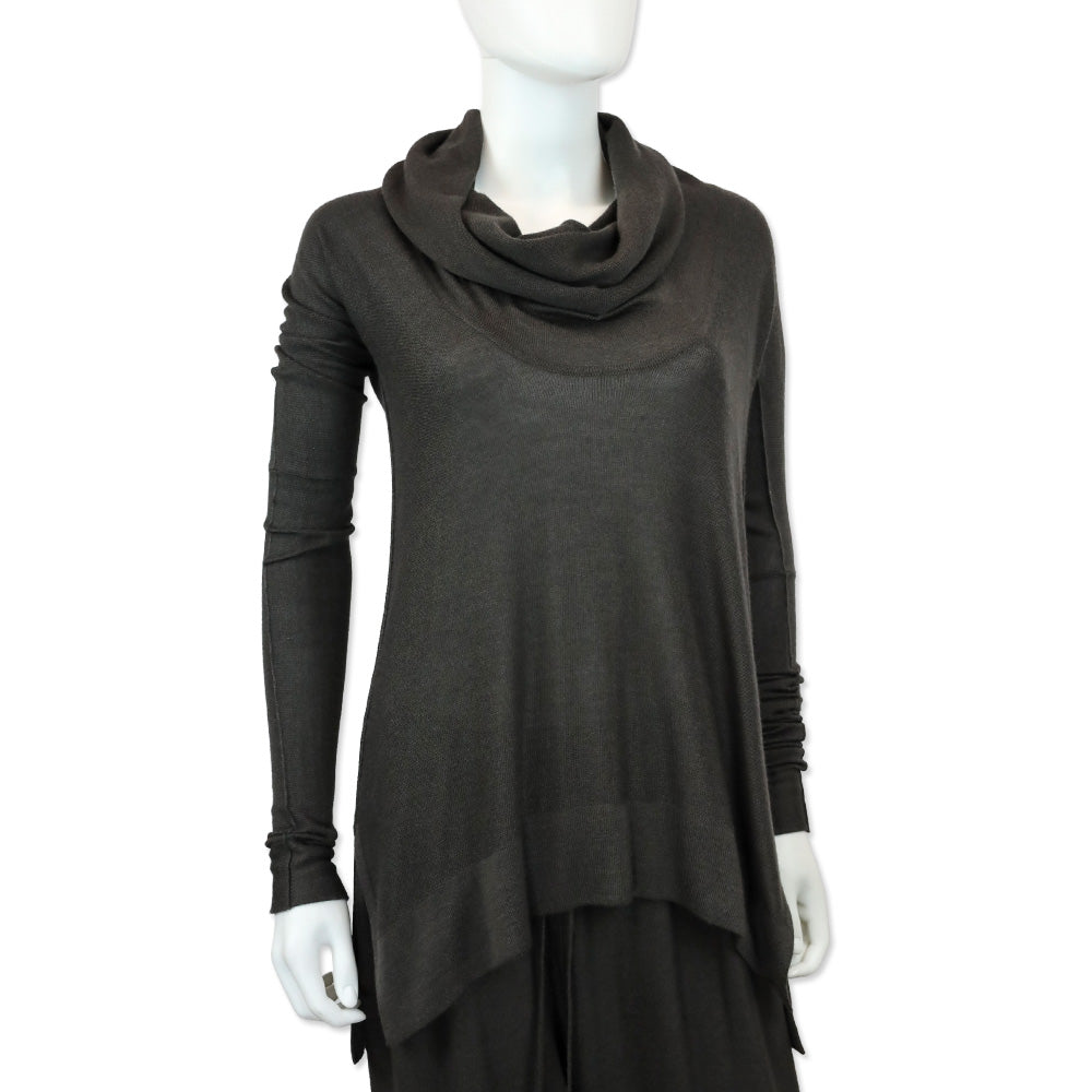 Urban Zen Dark Grey Cashmere/Silk Easy Cowl Neck Sweater
