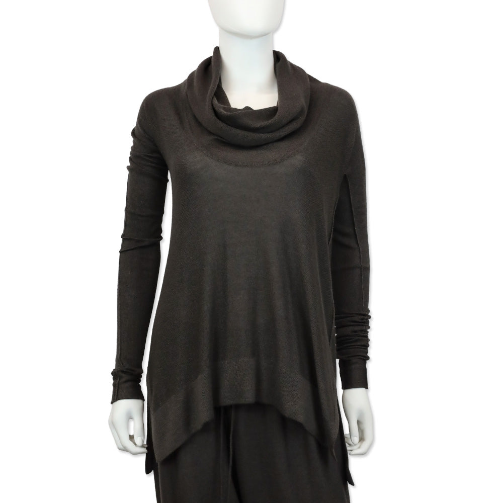 Urban Zen Dark Grey Cashmere/Silk Easy Cowl Neck Sweater
