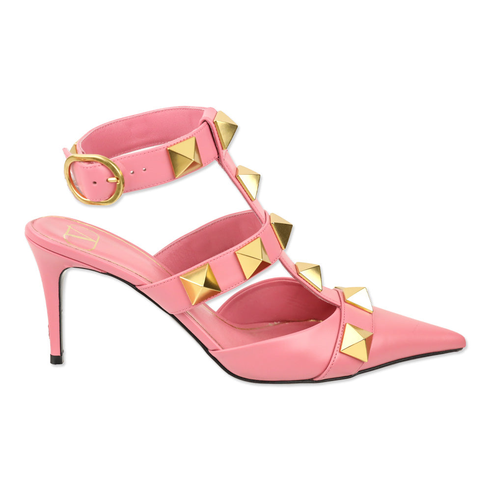 Valentino Garavani Roman Rockstud T-Strap Pink Sandals