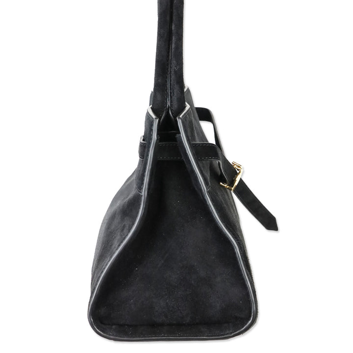 Veronica Beard Black Suede Top-Handle Dash Bag