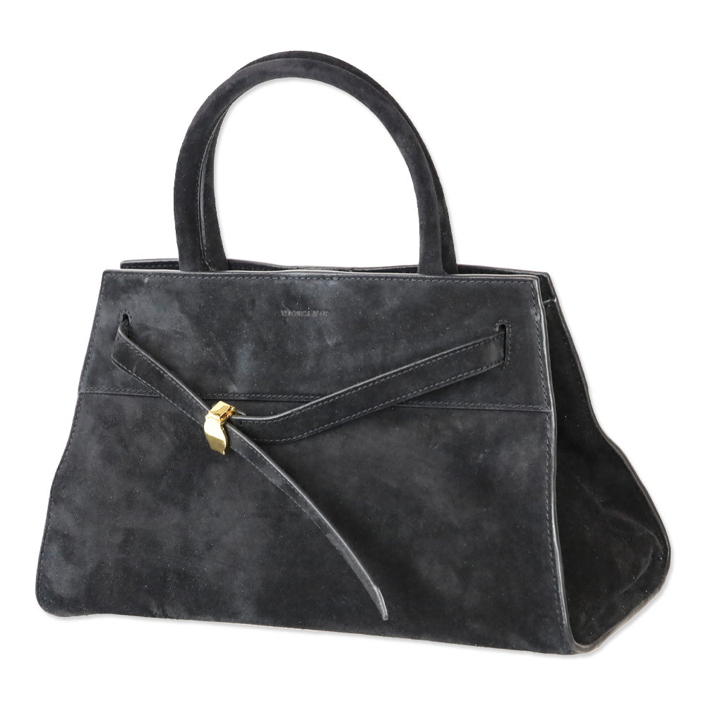 Veronica Beard Black Suede Top-Handle Dash Bag