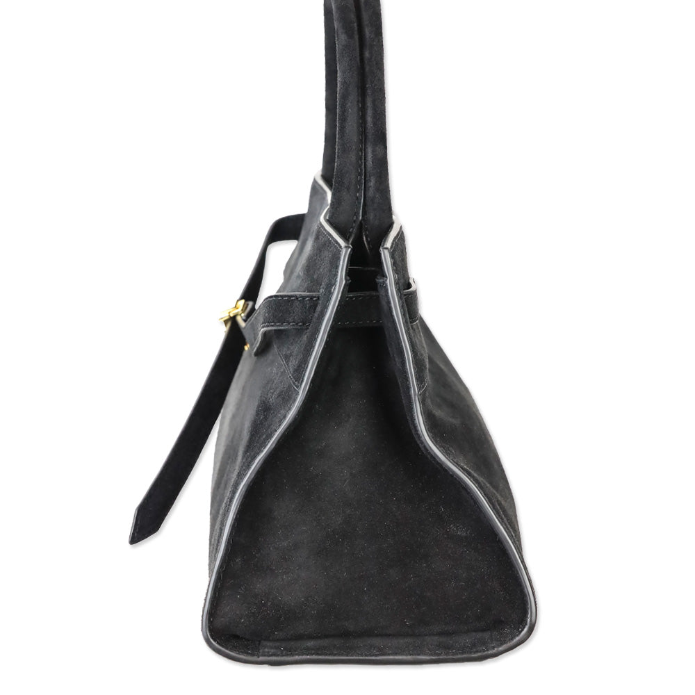 Veronica Beard Black Suede Top-Handle Dash Bag