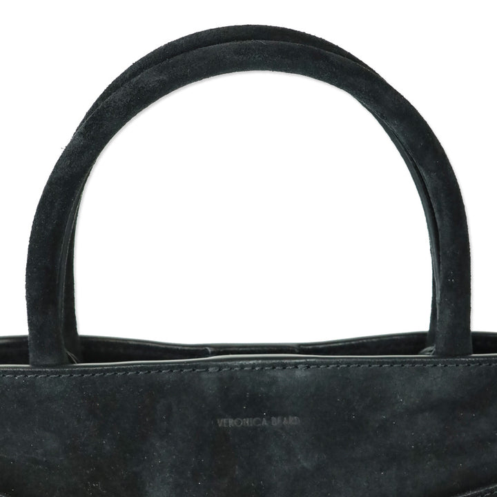 Veronica Beard Black Suede Top-Handle Dash Bag
