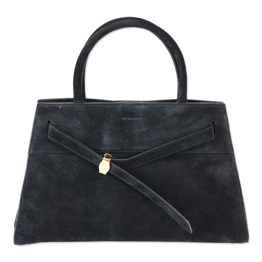 Veronica Beard Black Suede Top-Handle Dash Bag