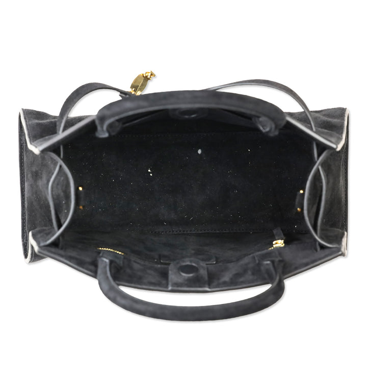 Veronica Beard Black Suede Top-Handle Dash Bag
