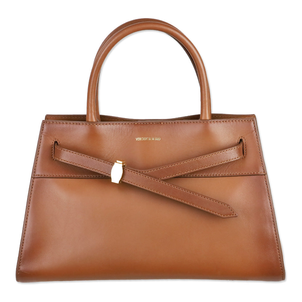 Veronica Beard Burnished Hazelwood Leather Top-Handle Dash Bag