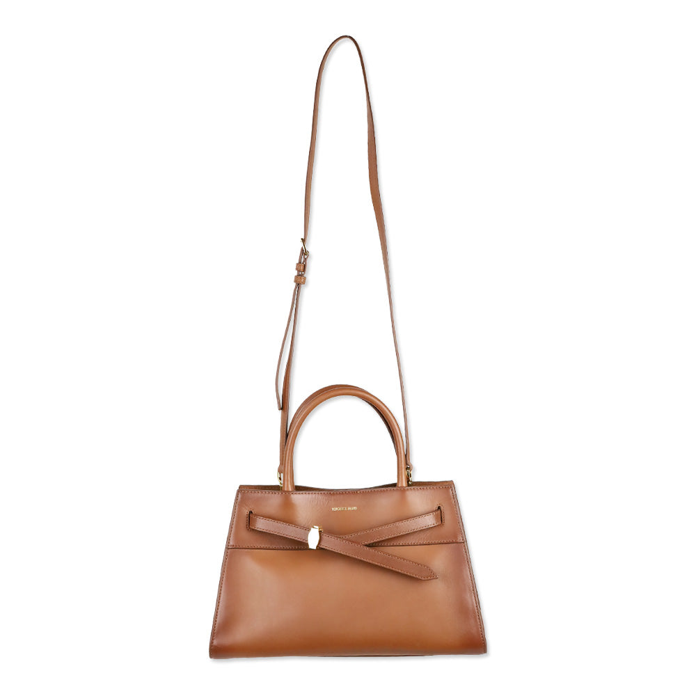 Veronica Beard Burnished Hazelwood Leather Top-Handle Dash Bag
