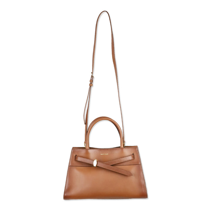 Veronica Beard Burnished Hazelwood Leather Top-Handle Dash Bag