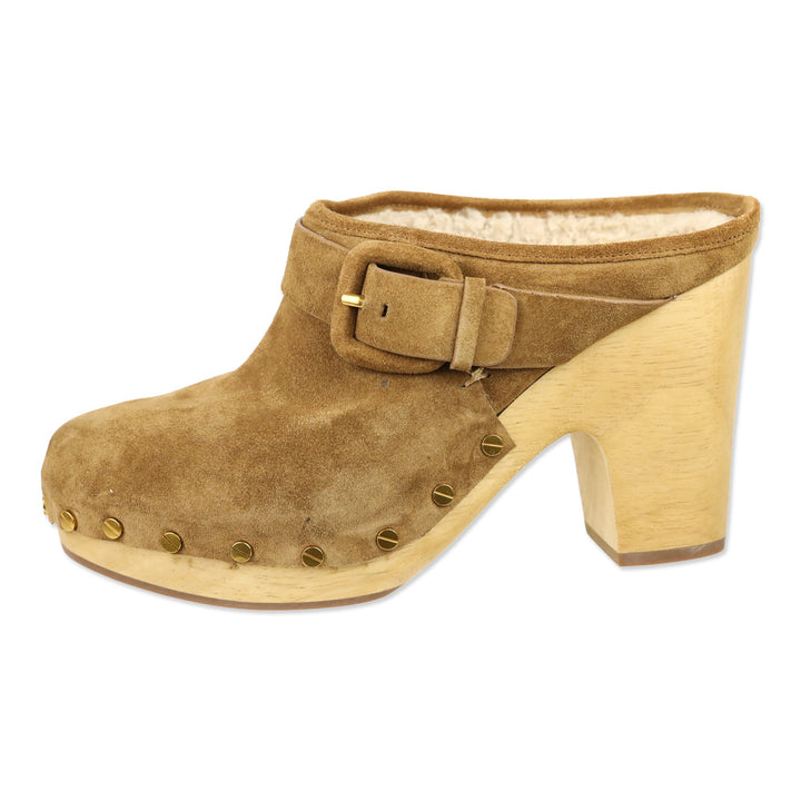 Veronica Beard Dacey 100MM Hazelwood Suede Clogs