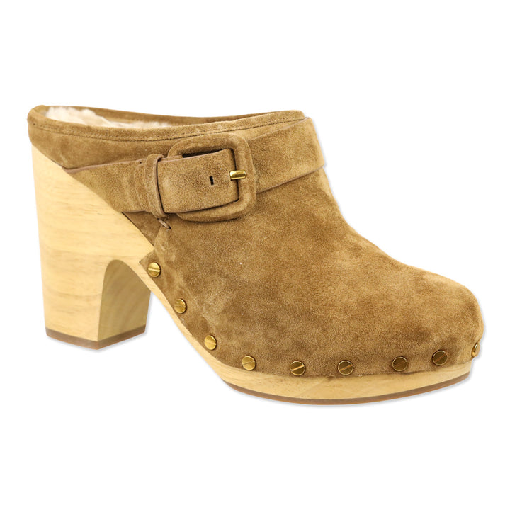 Veronica Beard Dacey 100MM Hazelwood Suede Clogs