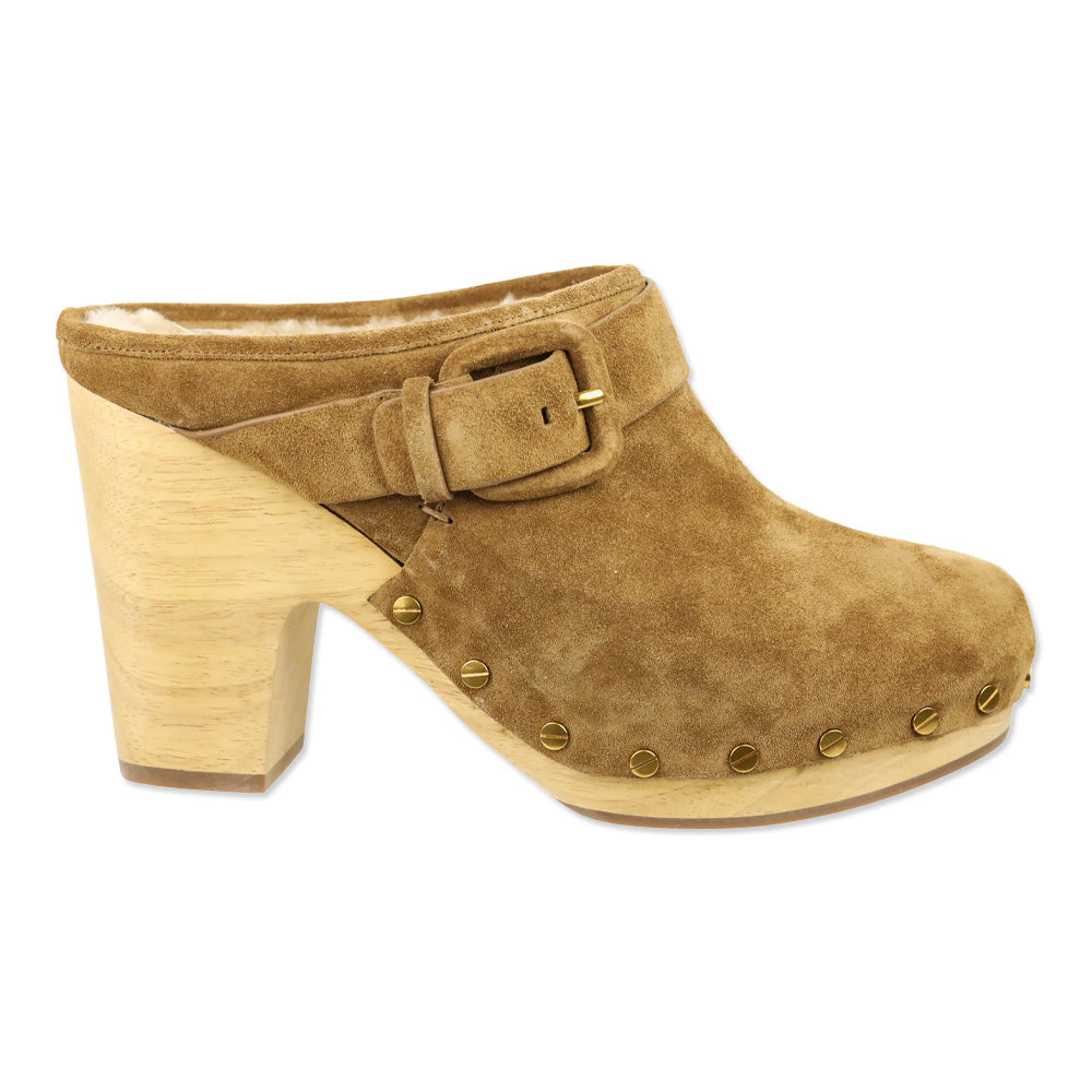 Veronica Beard Dacey 100MM Hazelwood Suede Clogs