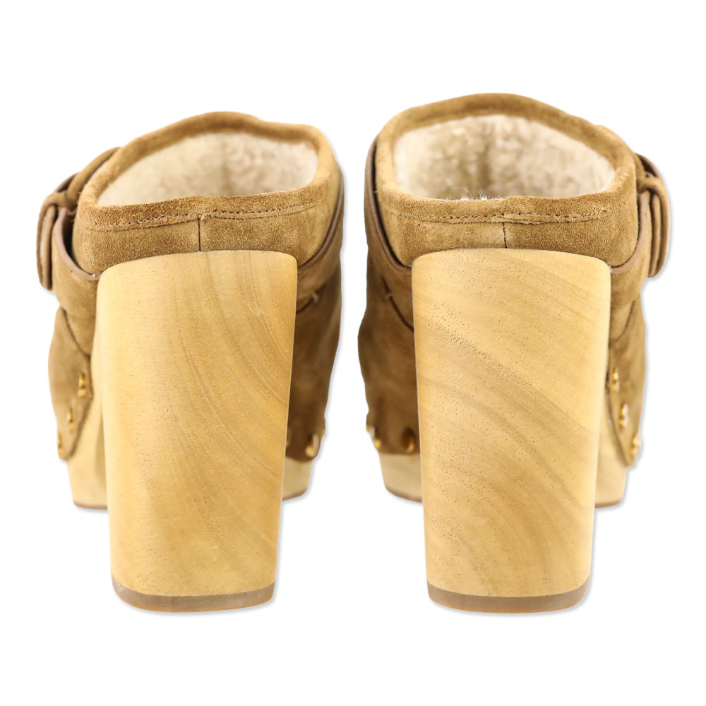 Veronica Beard Dacey 100MM Hazelwood Suede Clogs