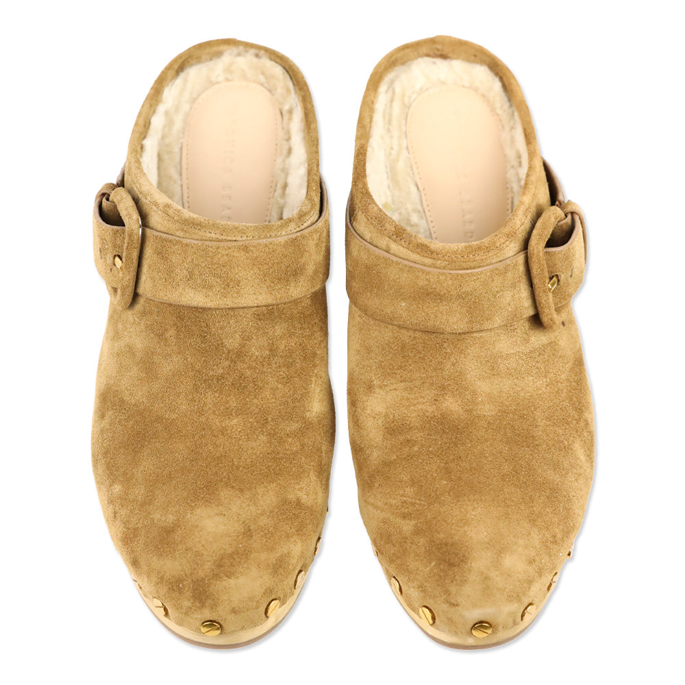 Veronica Beard Dacey 100MM Hazelwood Suede Clogs