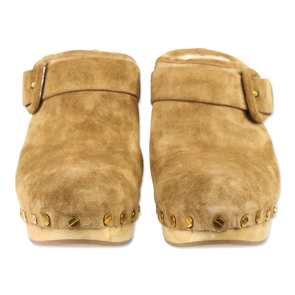 Veronica Beard Dacey 100MM Hazelwood Suede Clogs