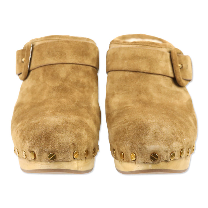 Veronica Beard Dacey 100MM Hazelwood Suede Clogs