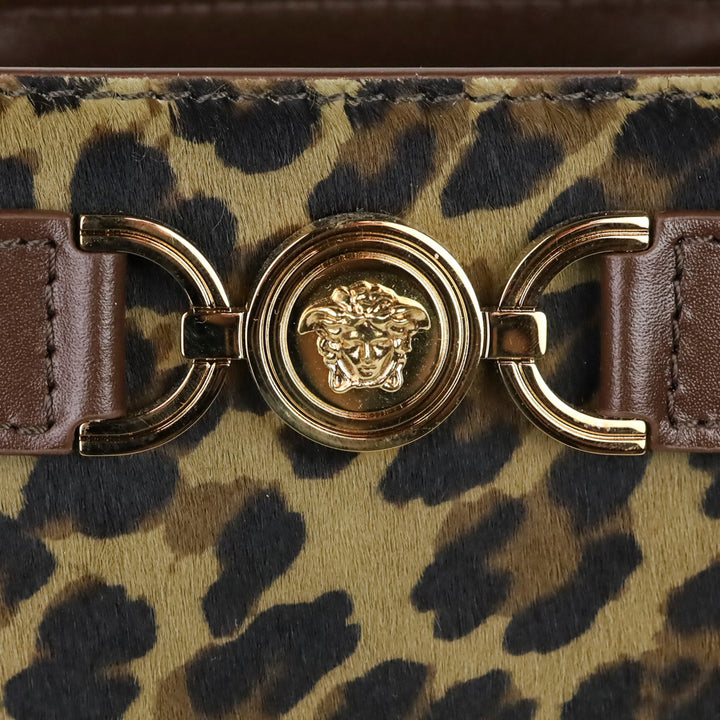 Versace Small Medusa '95 Leopard Calf Hair Tote Bag