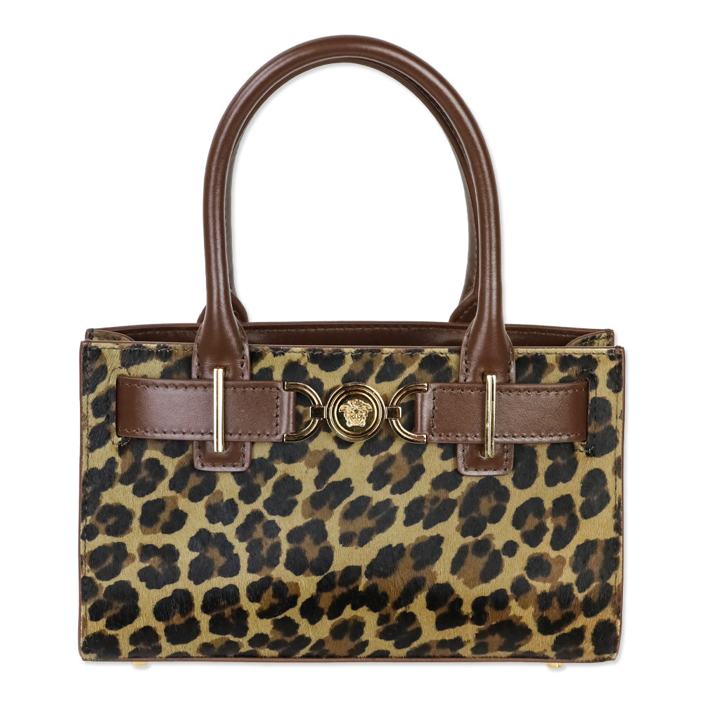 Versace Small Medusa '95 Leopard Calf Hair Tote Bag