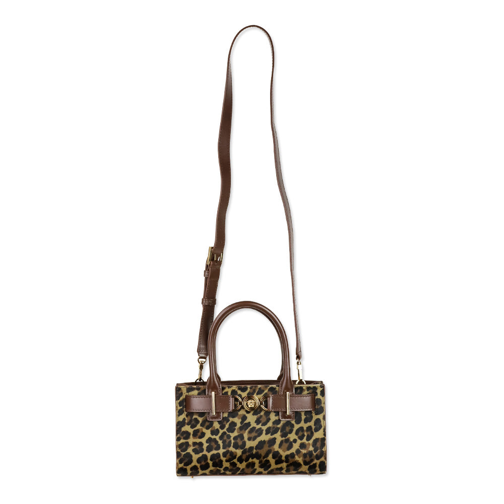 Versace Small Medusa '95 Leopard Calf Hair Tote Bag