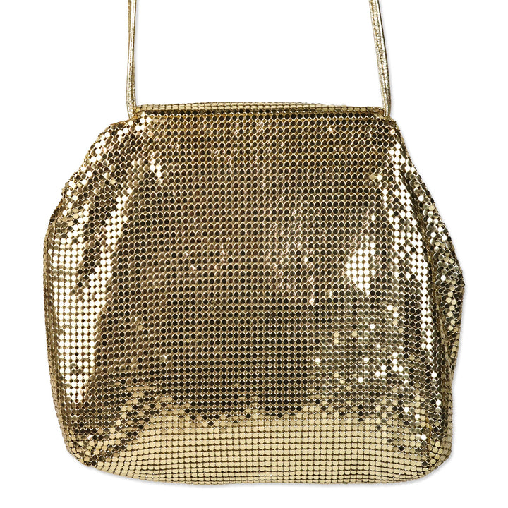 Whiting & Davis Gold Chainmail Flap Crossbody Bag